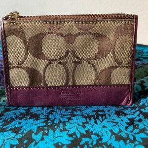 Coach Tan and Purple Signature Wallet